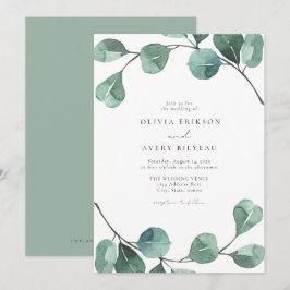 Watercolor Boho Eucalyptus Greenerity Wedding Einladung