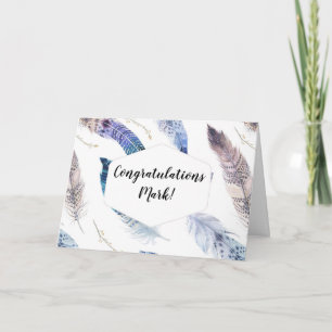 Watercolor Boho Feathers - Glückwunschkarte Karte