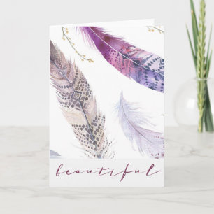 Watercolor Boho Feathers - Schöne Karte