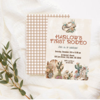 Watercolor Boho First Rodeo Cowgirl Birthday Einladung