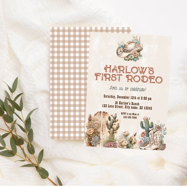 Watercolor Boho First Rodeo Cowgirl Birthday Einladung (Von Creator hochgeladen)