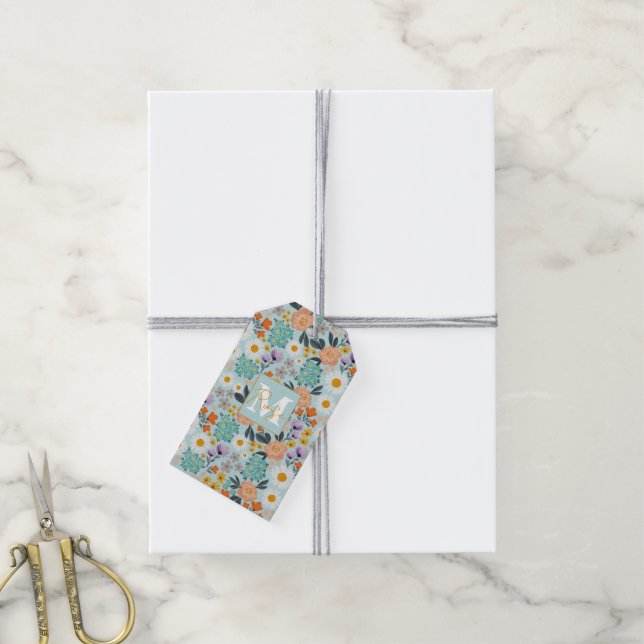 Watercolor Boho Floral Geschenkanhänger (Mit Garn)
