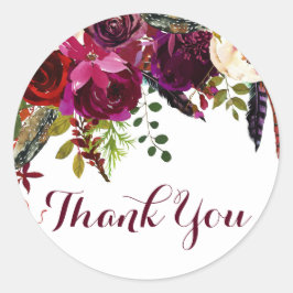 Watercolor Boho Floral Herbst Danke Aufkleber