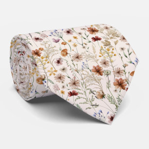 Watercolor Boho Floral Pattern Krawatte
