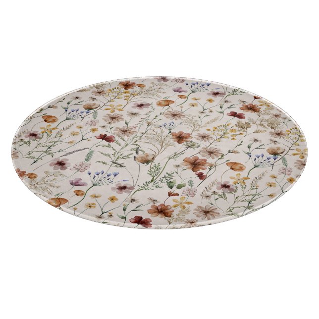 Watercolor Boho Floral Pattern Schneidebrett (Ecke)