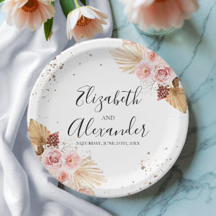 Watercolor Boho Glitzer Wedding Paper Teller