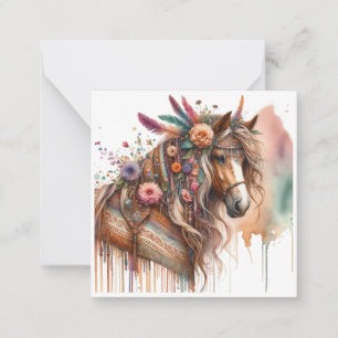 Watercolor Boho Horse Note Card Mitteilungskarte
