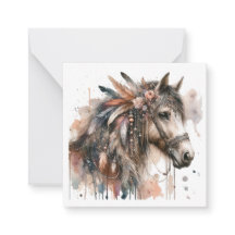Watercolor Boho Horse Note Card