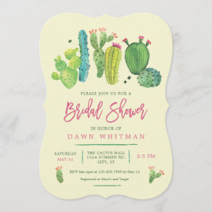 Watercolor Boho Kaktus-Brautparty-Einladung Einladung