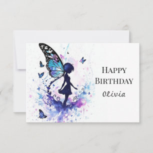 Watercolor Boho Magic Fairy Birthday Karte