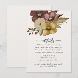 Watercolor Boho Neutral Wedding Details Card Mitteilungskarte