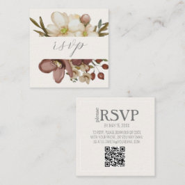 Watercolor Boho Neutral Wedding QR Code RSVP Card Begleitkarte