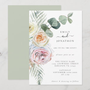 Watercolor Boho Pastel Florals Eucalyptus Wedding Einladung