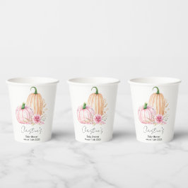 Watercolor Boho Pumpkin Babydusche Pappbecher