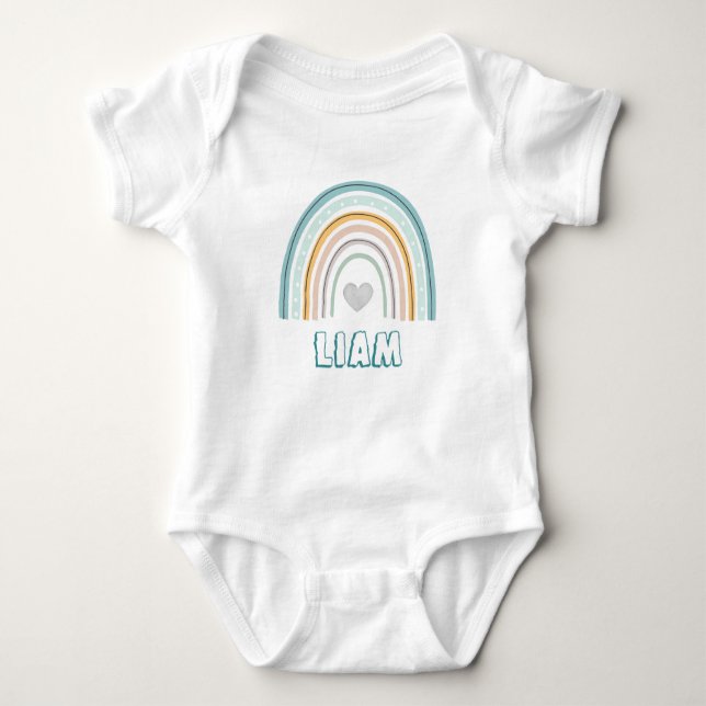 Watercolor Boho Rainbow Baby Boy Baby Strampler (Vorderseite)