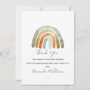 Watercolor Boho Rainbow Baby Dusche Dankeskarte