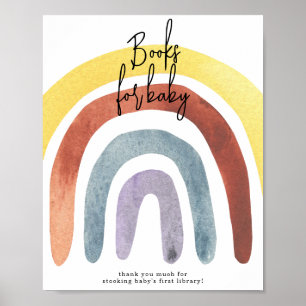 Watercolor Boho Rainbow Books for baby Poster