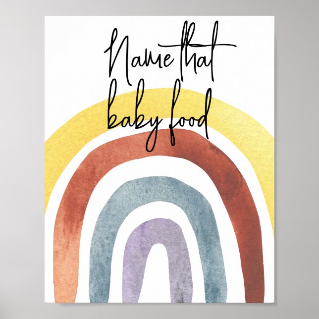 Watercolor Boho Rainbow - Name für Babynahrung Poster (Vorne)