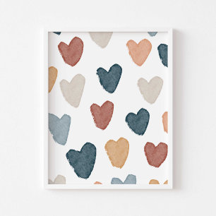 Watercolor Boho Regenbogenherzen Poster