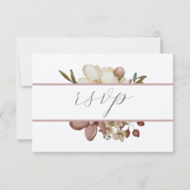 Watercolor Boho Rose & Neutral Wedding RSVP Einladung