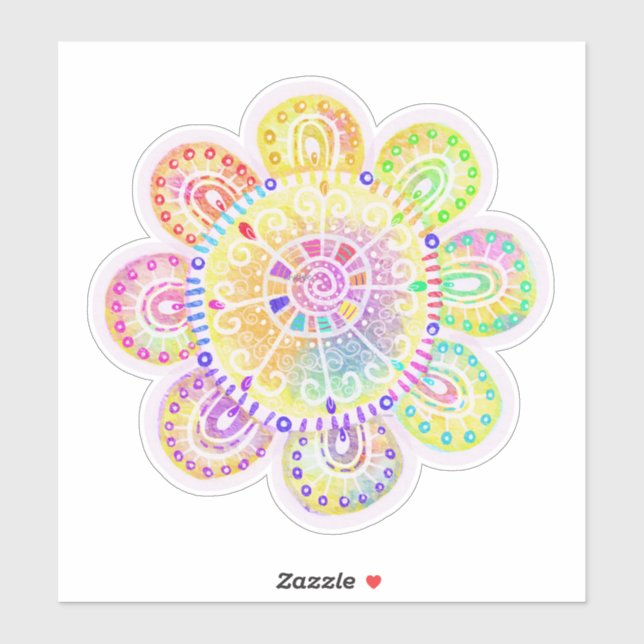 Watercolor Boho Style Große Sonnenblume Aufkleber (Blatt)