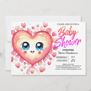 Watercolor Boho Sweetheart Girl Baby Dusche Einladung