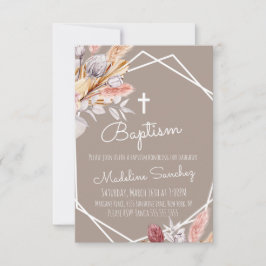 Watercolor Boho Taufe Gerahmte Kinderbetreuung Einladung