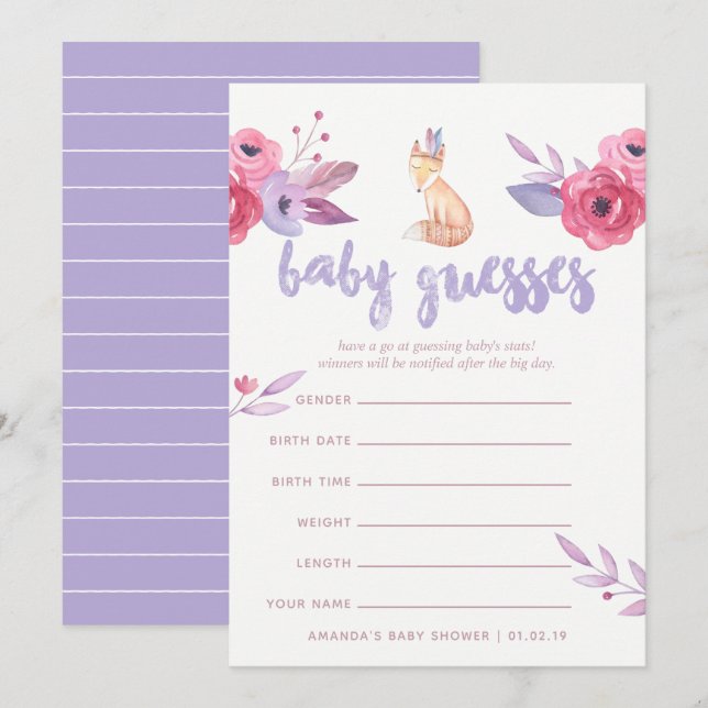 Watercolor Boho Tribal Baby Shooting Game Einladung (Vorne/Hinten)