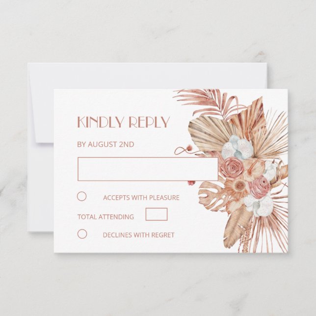 Watercolor Boho Wedding RSVP Karte (Vorderseite)