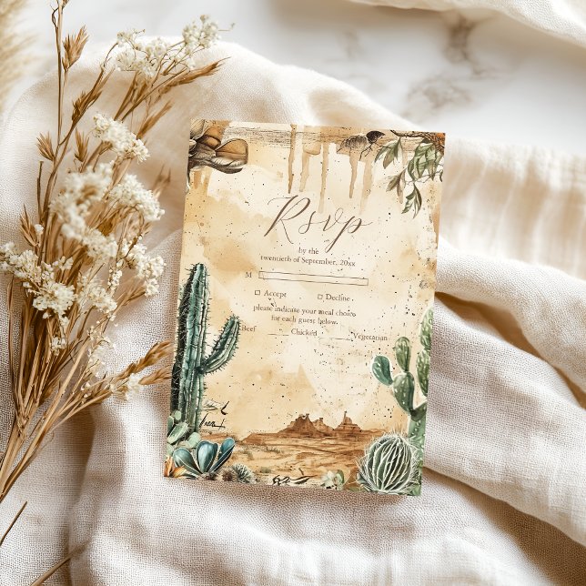 Watercolor Boho Western RSVP Karte (Von Creator hochgeladen)