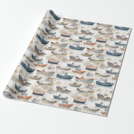 Watercolor Boote Wrapping Paper Geschenkpapier