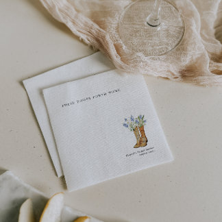 Watercolor Boots Bridal Shower Napkin Serviette