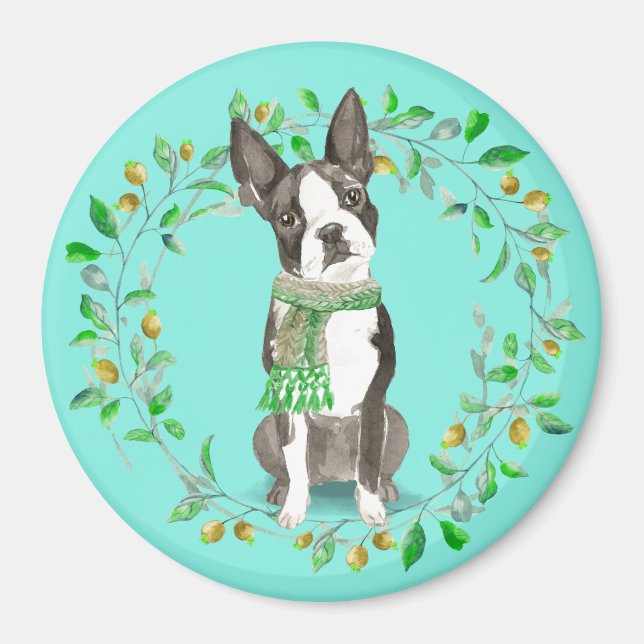 Watercolor Boston Terrier Bestie Magnet (Vorne)