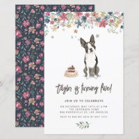 Watercolor Boston Terrier Dog Birthday Einladung