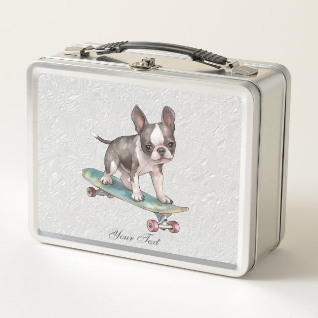 Watercolor Boston Terrier Metal Lunch Box (Vorderseite)