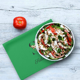 Watercolor botanical green initial monogram geschirrtuch