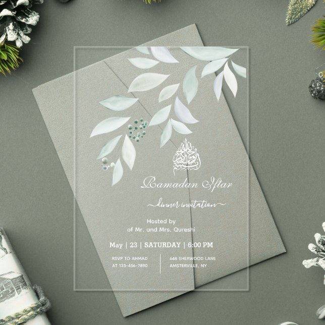 Watercolor Botanical Ramadan Iftar Acryleinladungen (Von Creator hochgeladen)