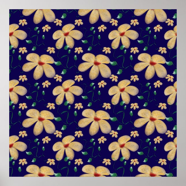 Watercolor Botanical Seamless Pattern   Poster (Vorne)