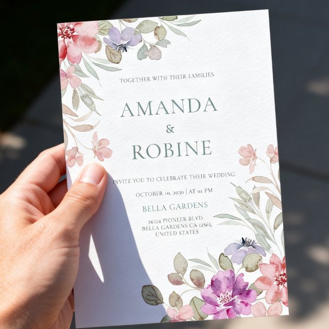 Watercolor Botanical Wedding Invitation (Créateur téléchargé)