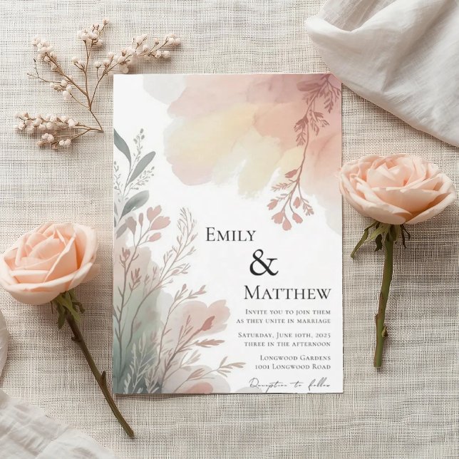 Watercolor Botanical Wedding Invitation (Créateur téléchargé)