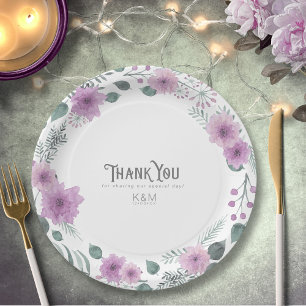 Watercolor Bouquet Wedding Thank You Lilac ID654 Pappteller
