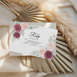 Watercolor Bourgogne Rose Floral Wedding Cartes RS