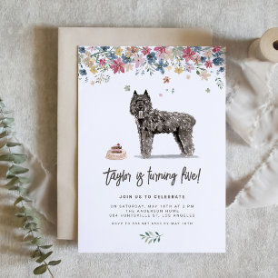 Watercolor Bouvier des Flandres Dog Birthday Einladung