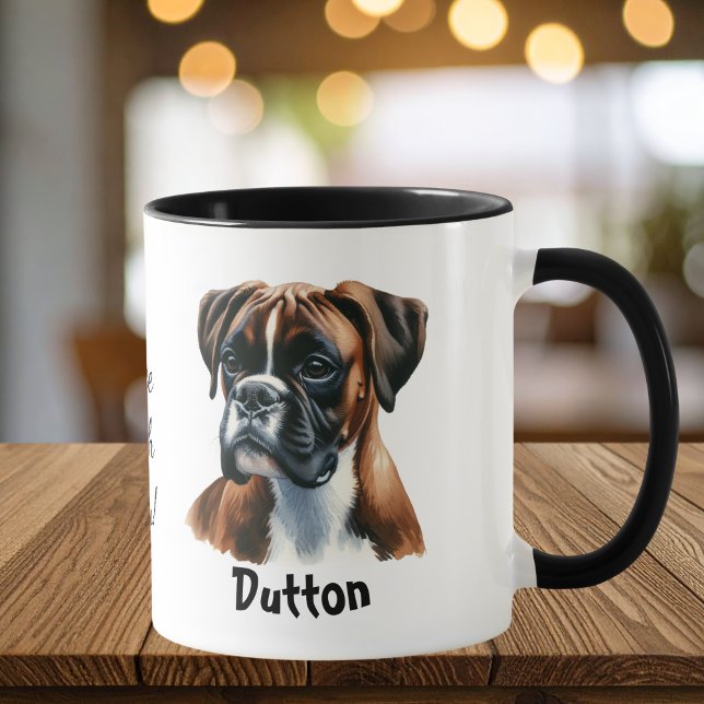  Watercolor Boxer Coffee Brown Personalize Tasse (Von Creator hochgeladen)