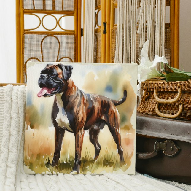 Watercolor Boxer Dog Leinwanddruck (Von Creator hochgeladen)