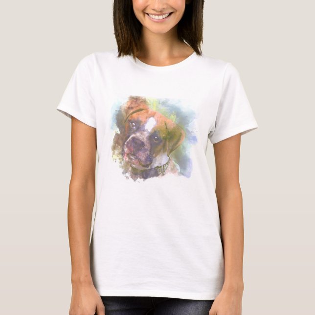 Watercolor Boxer Dog T-Shirt (Vorderseite)