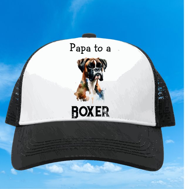 Watercolor Boxer Papa Brown Personalize Truckerkappe (Von Creator hochgeladen)