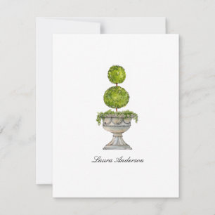 Watercolor-Boxwood-Topiary-Flach-Danke-Karte Dankeskarte