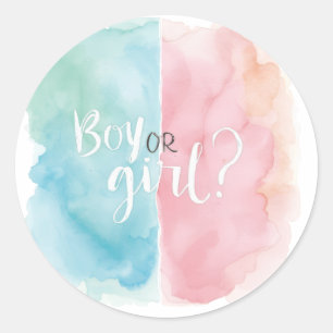 Watercolor Boy oder Girl Geschlecht Enthüllungs-Pa Runder Aufkleber