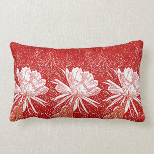 WaterColor Bramha Lotus Rotes Blumengeflecht Lendenkissen